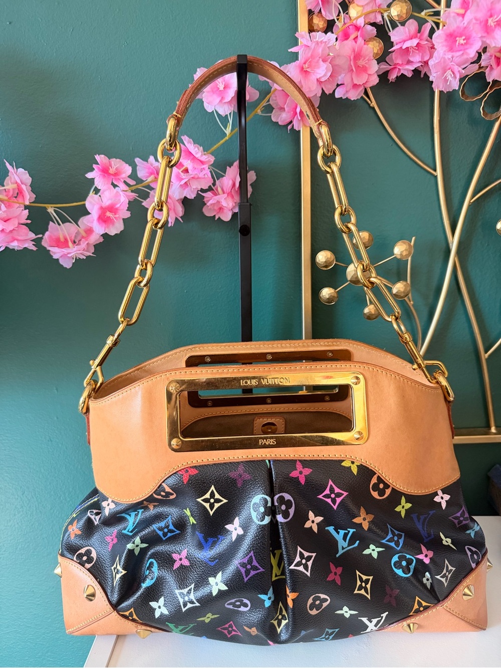 Louis Vuitton Black Multicolor Monogram Judy MM